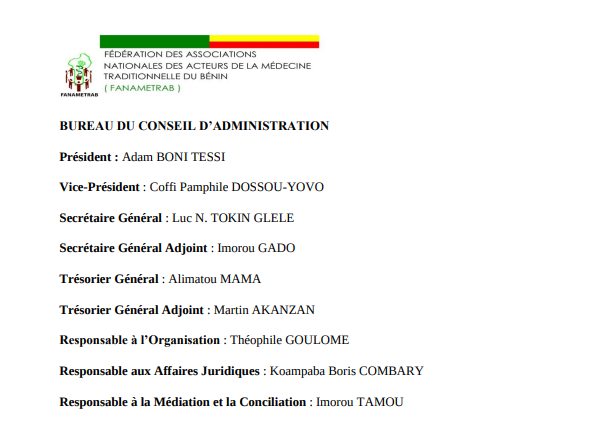 Bureau du Conseil d’Administration